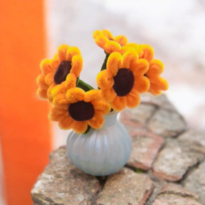Handmade yarn flower vase decorative piece for home and office decor
